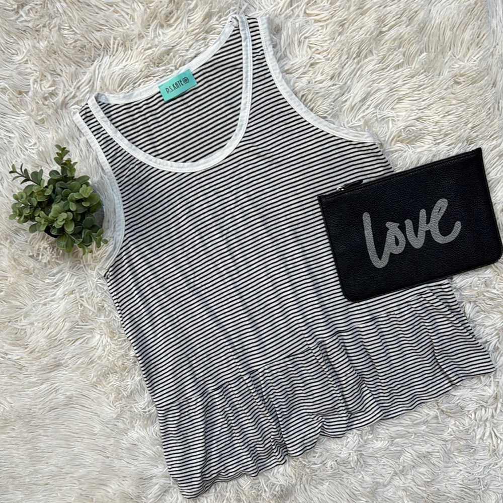 P.S. Kate Striped Baby Doll Tank Top 💗 White & Black